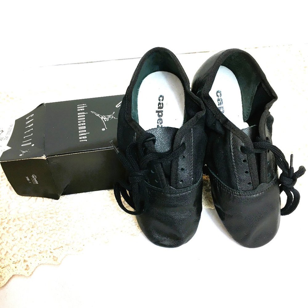 Capezio Black Kids Dance Jazz Shoes with Laces